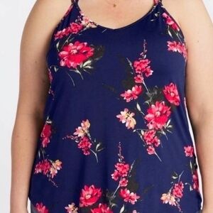 Floral Navy Camisole with Pink Blooms